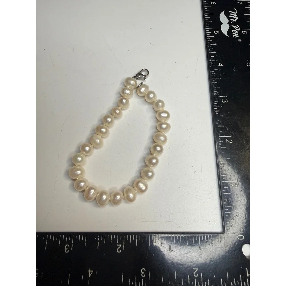 Freshwater Cultured Pearl Strand Bracelet White Baroque 7.5 Inch Lobster Clasp